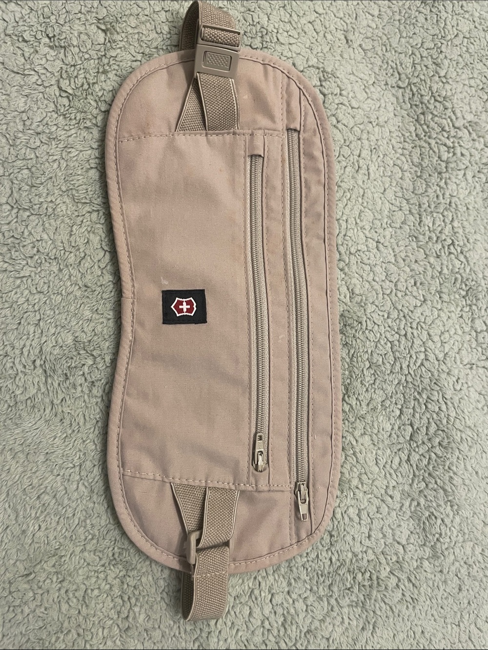 Victorinox Beige Travel Waist Pouch with Dual Zippers